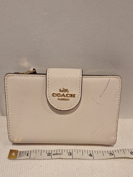 Coach Handbags - Coach Cream Leather Wallet with Gold Logo